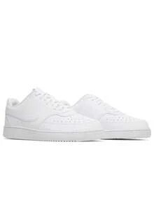 Nike Court Vision Low 男式运动鞋，白色复古篮球风格皮革鞋面，舒适鞋领和耐用橡胶外底，款式 DH3158-100 - 白色 - 查看 2