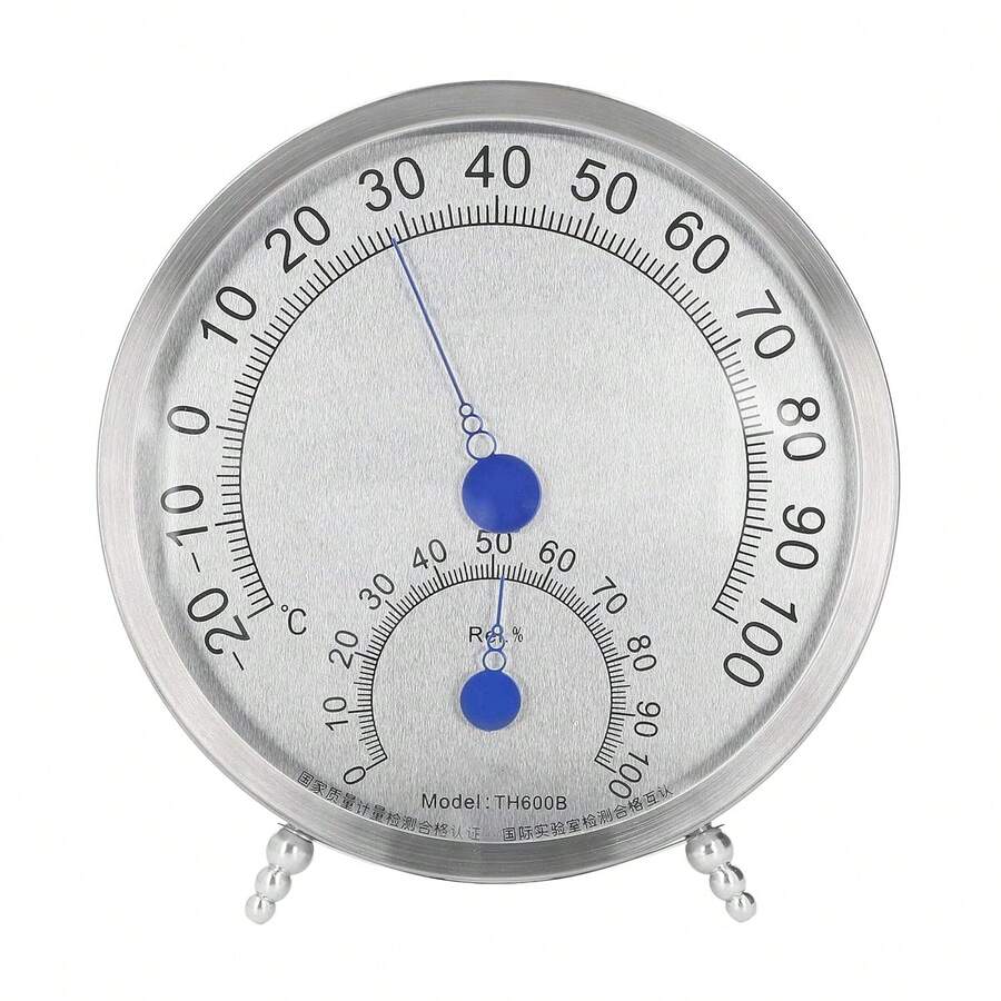 Termómetro Redondo Termómetro de Acero Inoxidable para Exteriores, Termómetro de Acero para Exteriores, Higrómetro, Resistente Al Agua, Termómetro para Clima - 1 - Ver 1
