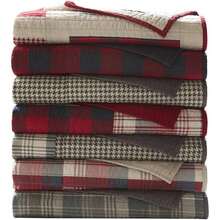 Luxury Quilted Throw - Cabin Lifestyle, Patchwork With Moose Design All Season, Lightweight And Breathable Cozy Bedding Layer Throws Couch Sofa, 50 Inchx 70 Inch L, Sunset Red - Sunset Red + 50"x70" - View 3