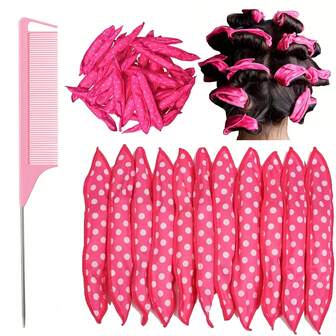 No Heat Hair Curlers Set - Soft Foam Sleeping Rollers For Natural Curls & Waves, Comfortable Overnight Styling Tools For Women, Flexible DIY Hair Curling Rods