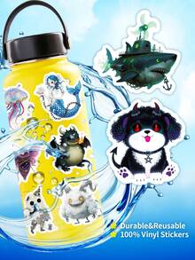 56PCS Absurd Fairy Tales Stickers, Crying Little Bear Mermaid Vinyl Waterproof Stickers For Water Bottles, Laptops, Scrapbooks, Skateboards, Creative Sticker Pack For Teens & Adults - Multicolor - View 9
