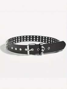 1pc Punk Rivet Stylish Rock Heavy Metal Dark Style Belt - Black - View 2