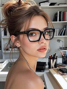 1pc Plastic Geometric Leopard Shades Basics Simple Casual Basic Women Clear Glasses For Daily Life Reading Musical Festival Street-Photography Holiday Gift Appointment Outfits Accessories