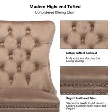 4 Piece Set Velvet Upholstered Dining Chairs, Wingback Side Chairs Button Tufted With Solid Wood Legs For Kitchen,Dining Room. - Khaki - View 7