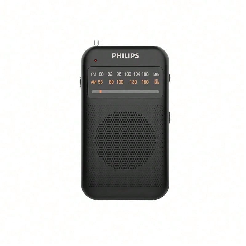 PHILIPS TAR1368 Analog Tuning Radio, FM/AM Dual-Band Broadcast Receiver, 3.5mm Headphone Jack, Uses 2 AA Batteries (Batteries Sold Separately), Black. - Black - View 1