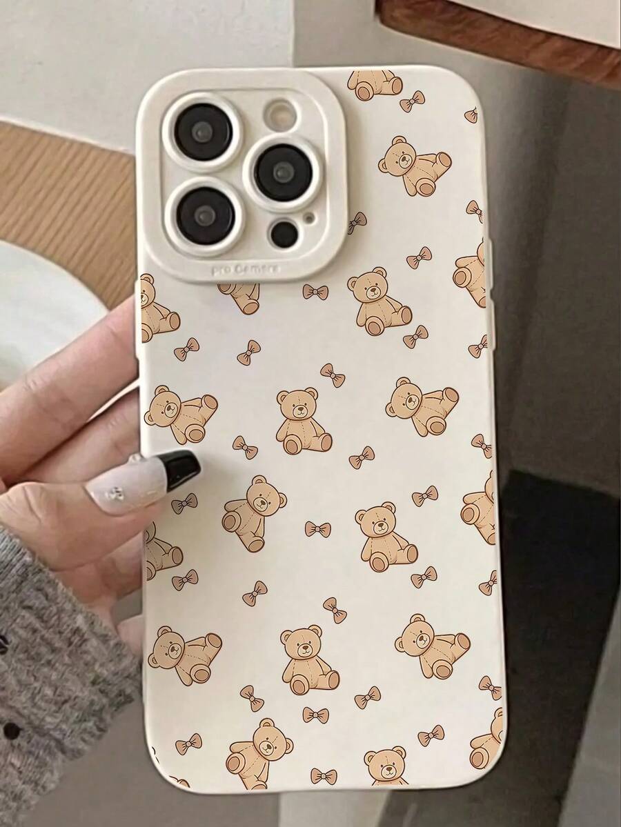 1 pezzo Custodia per telefono in silicone morbido con copertura completa, motivo a fiocco e orso, antiscivolo, adatta per iPhone 11, 12, XR, 13, 13 Pro, 13 Pro Max, 14, 14 Pro, 14 Pro Max, 15, 15 Pro, 15 Plus, 15 Pro Max, 16, 16 Pro, 16 Plus, 16 Pro Max, 17 Air, 17 Pro, 17 Pro Max - Multicolore - Visualizzare 1