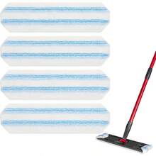 Reusable Microfiber Mop Pads Compatible With O Cedar H2prO Flat Mop System, H2prO Flat Mop Pads, Flat Mop Refills Flat Mop Heads Replacements Floor Cleaning, Washable, 4 Pack - 4 Pack - 查看 2
