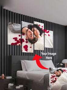 4pcs Personalized Frameless Photo Canvas Posters, Home Decor Custom Gifts, Custom Canvas Art Wall Decor, Share Your Precious Memories And Cherished Moments, Perfect Gift For Friends And Family, Valentine's Day Decoration - Multicolor - View 5