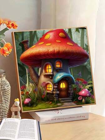 Pintura de diamantes con casa de seta roja, manualidades de ocio de varios tamaños, decoración del hogar, ideas de regalo únicas, regalos navideños