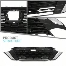 For Nissan Sentra S SV 2024 2025 Front Bumper Upper Grille Glossy Black W/Chrome - As Pic - View 5