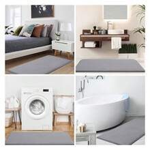 Memory Foam Bath Mat 24x16, Extra Soft And Absorbent Bathroom Mats, Non Slip Washable Carpet For Floor, Shower And Tub, Medium Grey - 多色74 - 查看 7