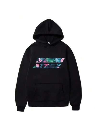 2025 Christmas Long Sleeve Sweatshirt Hot Salee Ateeze Floral Graphic Print Sweatshirt Men Women Vintage Fleece Long Sleeve Hoodies Unisex Y2k Casual Oversized Pullover,Hoodie - Comfortable Casual Pullover With Eye-Catching Design, Hooded Sweatshirt For Fall/Winter, Complete With Handy Pocket Casual Pattern Printed Hoodie, Drawstring Hooded Pockets