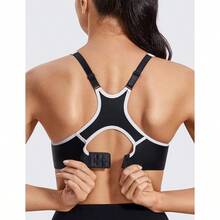 SYROKAN Women's Full Support High Impact Racerback Lightly Lined Underwire Sports Bra - 黑色 - 查看 2