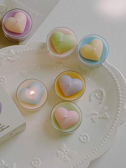 1pc New Heart-Shaped Soy Wax Candle, Dual-Tone Scented Candle, Creative Design Candle, Mini Heart-Shaped Candle, For Home Decor, Gifts, Weddings, Parties, Tabletop Decor, Birthday Decoration, Lovely Decoration, Wedding, Partner, Hand Gift, Home Decoration, Valentine's Day Gift, Birthday Present, Christmas Decorations, Christmas Decor, Christmas Gifts, Room Decor, Candle, Candles, Gifts, Scented Candles, Home Decoration