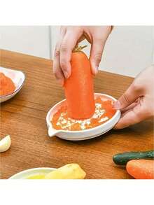 1pc Ceramic Food Grinder With Brush, Multi-Functional Ceramic Potato Masher, Manual Ginger Garlic Carrot Grinder Kitchen Tool