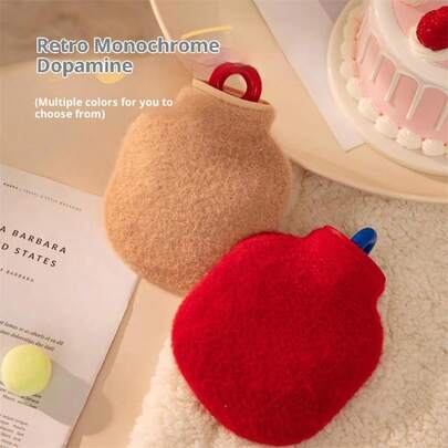 Minimalist Retro Water Injection Hot Water Bottle, Warm Plush Hot Pack, Portable Student Hand Warmer, Best Christmas & Birthday Gift For Friends