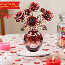 1/4/20 Adornos de rosa de cristal, placas acrílicas divertidas y multifuncionales para el hogar, dormitorio y decoración de escritorio, regalos románticos del Día de San Valentín - Multicolor - Ver 15