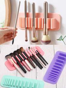 1pc Wall Mounted Makeup Brush Holder, Drying Rack. Silicone Portable Suction Cup Beauty Brush Drying Rack, Automatic Suction Display Rack. Beauty Storage, Storage&Storage Products, Home&Daily Necessities