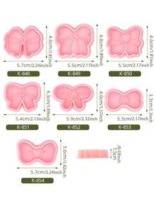 1pc 3D Bow Series Cookie Cutter DIY Clay Cartoon Cookie Molds Baking Tools, Kitchen Supplies - Pink - View 7