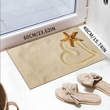1pc Ocean Coastal Starfish Seashell Bathroom Rug, Non-Slip Washable Standing Mat, Fun Laundry Room Rug, Funny Shower Mat, Home Decor, Bathroom Rug, Bathroom Carpet