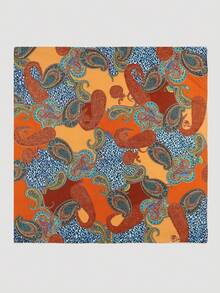 Moonlight Silk Chain Geometric Print Headscarf Bandana 85cm Bandana,Hair Band,Head Band Ideal For Dressing Up Your Look - Orange - View 3