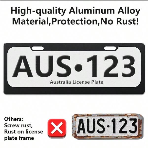 Pack Australian Standard 6 Figure Number License Plate Frames,Aluminum Alloy Unbreakable Car License Plate Cover Protect...