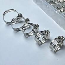 Kit di fascette stringitubo in acciaio inossidabile, set di fascette stringitubo in scatola, adatto per scopi di fissaggio come il fissaggio di tubi flessibili per tubazioni e tubi del carburante per autoveicoli - 50 pezzi/scatola - Visualizzare 8