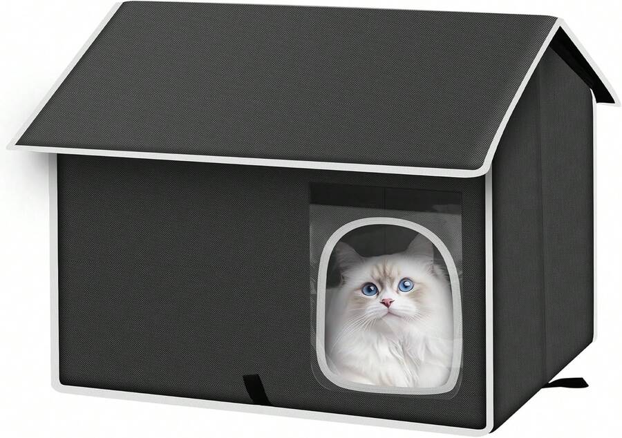 Outdoor Pet Shelter, Waterproof Portable Cat House, Collapsible Indoor Kennel With Window For Small Dogs, Rabbits, Cats (Black, L With Escape Door Design),28012910 - màu đen - Xem 1
