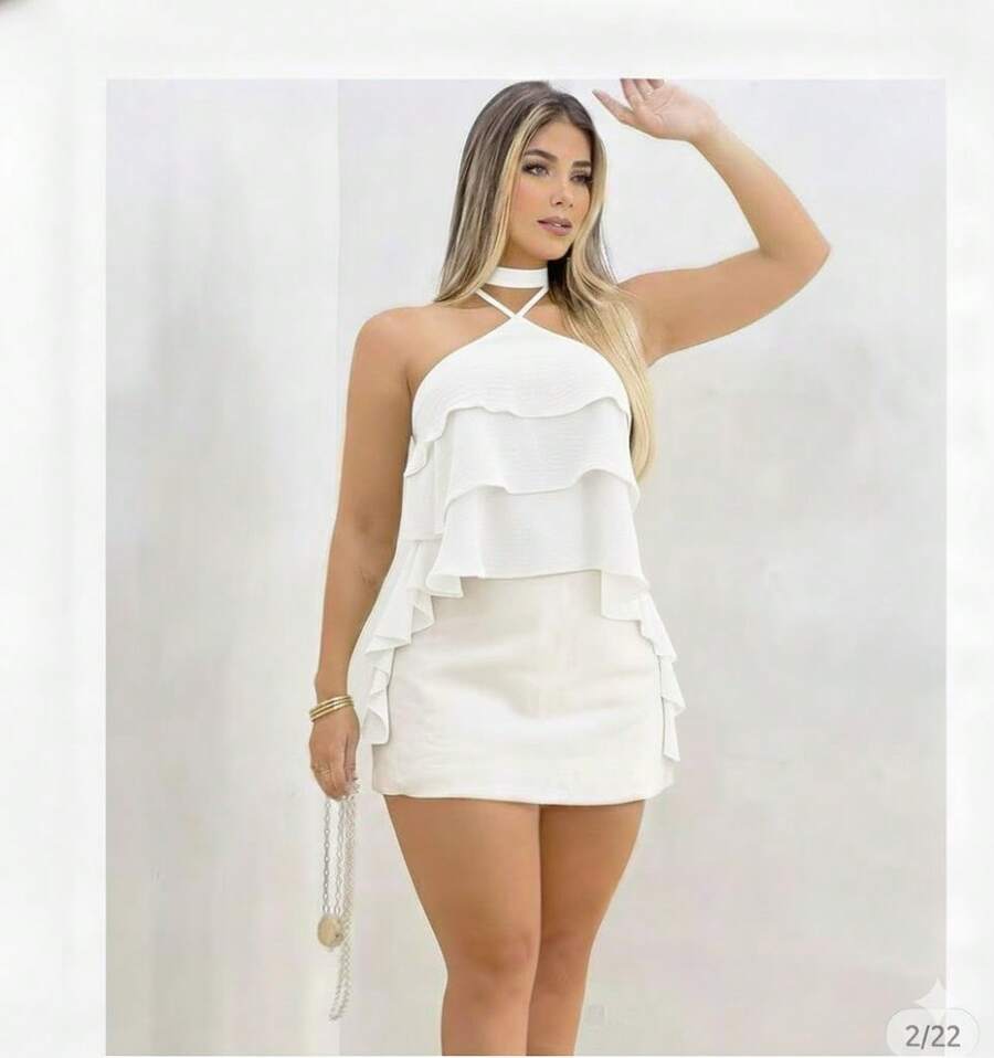 Cropped Blouse With Ruffles: Stylish, Comfortable, Versatile, Perfect For Bloggers - White - View 1