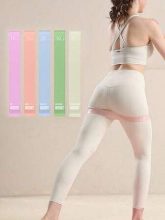 1/5条装马卡龙色瑜伽阻力带，健身弹力带，瘦腿环，臀部训练带，多功能TPE材质，适用于瑜伽、深蹲和健身，臀部阻力带锻炼套装