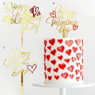 1pc/3pcs/6pcs Acrylic Valentine's Day Wedding Cake Topper For Birthday Valentine's Day Party Cake Decorations Supplies