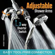 Aquadance High Pressure 156 Setting 14 Zone Shower Head & Handheld 3-Way Combo System - Magnetic Docking, 314 Power Jets, Dual Adjustable Arms, 6 Ft. Metal Hose, All Chrome Finish, Top American Brand - Chrome - Xem 2