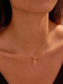 1 件装精致十字架吊坠项链，镶嵌诞生石，14K 镀金立方氧化锆，简约小巧的金色项链，适合宗教信仰/生日/情人节/圣诞节等场合的珠宝礼物。 - 生辰石十字架 - 查看 8