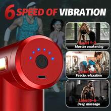 Antosun Mini Massage Gun, Deep Tissue Percussion Massager, Portable Handheld Muscle Massager Tool, 6 Speeds, USB-C Rechargeable, Quiet Pain Relief For Full Body, Travel-Friendly Gift For Men And Women - 紅色 - 查看 5
