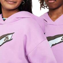 Sudadera con bolsillo canguro de ajuste holgado y hombros caídos de felpa para adolescentes de Nike - Rosa - Ver 3