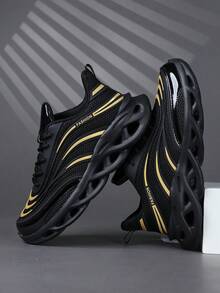 Fashion Casual Men's Shoes,Classic Stylish Men Sports Shoes Lace-Up Running Shoes,Personalized Men Sneakers Street Casual Shoes - Black - View 2