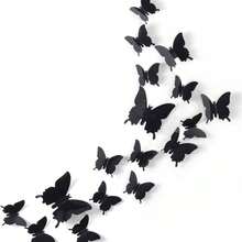 24pcs 3D Butterfly Removable Mural Stickers Wall Stickers Decal For Halloween Home And Room Decoration - Multicolor - View 3