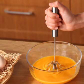 1 Portable Stainless Steel Semi-Automatic Rotating Mixer, Suitable For Home Baking, Camping And Picnics - Easily Mix Eggs And Cream To Ensure Perfect Results
