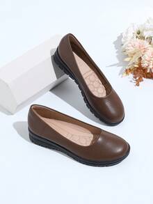 Women's Black Fashion Round Toe Platform Shoes, Chunky Heel Shoes, Ladies' Solid Color Work Shoes, Elegant Thick High Heel Pumps, Suitable For Work And Commute