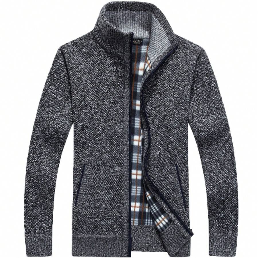 Men Sports Cardigans - Dark Gray - View 1