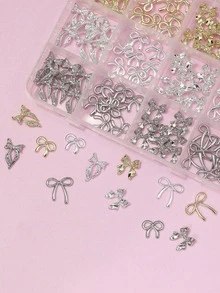 96件/盒 金银欧美风蝴蝶美甲装饰金属丝带闪亮美甲水钻简约3D多功能美甲饰品Y2K金属美甲配件美甲沙龙艺术装饰美甲闪光金属钻石美甲宝石美甲用品美甲饰品假指甲装饰配件 - 彩色 - 查看 6