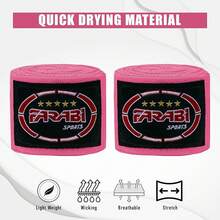 Farabi Sports Niños Vendas Boxeo 2.5 Metros Vendas de Boxeo MMA Muay Thai bendas de Boxeo y Guantes Interiores - Rosa - Ver 11