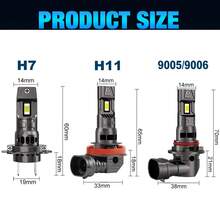 S&D H11 LED 大灯灯泡迷你无线 80W 25000LM 6500K CSP 适用于汽车前大灯汽车二极管灯 9005 HB3 涡轮 LED 12V 汽车 - 彩色 - 查看 6