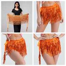 1 pièce Jupe-écharpe à franges pailletées pour femmes, chaîne de taille pour danse du ventre, costume boho pour boîte de nuit, convient pour la scène et la danse - Multicolore - Voir 11