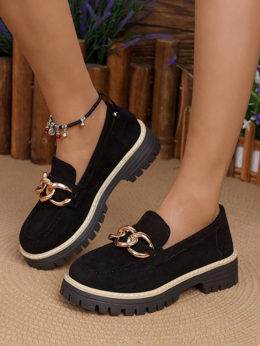 Women's Thick Sole Fashionable Casual Comfortable Lightweight Breathable Versatile Sneakers - Black - View 1