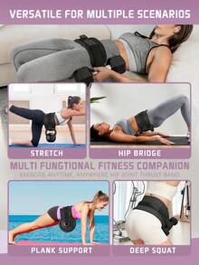 1pc 14cm Wide Booty Resistance Band, Suitable For Dumbbell Glute Bridges, Glute Pads, Glute Exercises, Glute Bridges, Dumbbell Glute Thrusts, Compatible With Dumbbells And Kettlebells, Portable Weighted Training Strap, Unisex Fitness Assist Band - Black - View 6