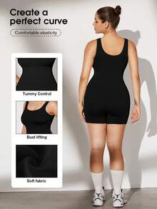 Plus Size Curve Woman Activewear Yoga Clothes Seamless Gym Sports High Support Moisture Wicking Workouts Breathable Outdoor Plus Size Curve - Black - View 5