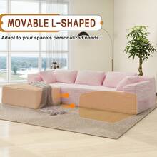 KORSER 108" Sectional Sofa, Modular Sectional Couch With L-Shape Chaise For Living Room, Comfy Corduroy Upholstered Fluffy Couch With Deep Seat And Side Pockets, Cloud Couch Sectional, No Assembly Required - 粉色 - 查看 6