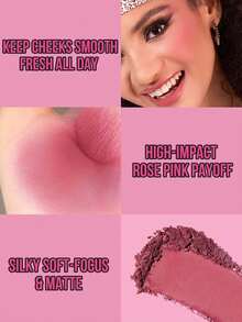 MISSLYN - Black Romantic Blush, Powder Blush With Pearl, Long-Lasting Color, Silky Texture, High Color Payoff, Lightweight & Breathable, Matte Or Pearlescent Finish, Easy To Blend, Creates Natural Glow, Natural Makeup Look. Brand Cosmetics, Face Makeup, Suitable For Women And Girls, Essential For Winter, Y2K Style, Fashionable, Birthday Gift, Valentine's Day Gift, Party Essential, New Year Gift, Best Color, Cruelty-Free And Vegan. - #5 Velvet Petal - 查看 3