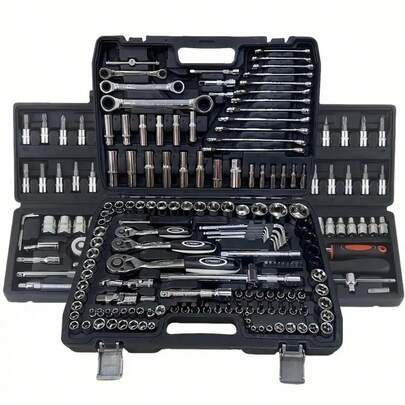 46pcs Socket Wrench Set, Quick Ratchet Wrench, Screwdriver Tool Box Kit, Car, Bicycle, Motorcycle Repair Hardware Tools, Home DIY Toolbox, Multi-Function Toolbox, Durable With Storage Case, Portable, Suitable For Various Occasions